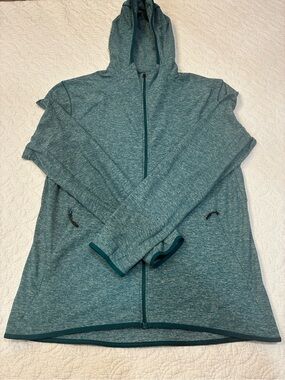 Lululemon Mens Surge Warm Full Zip Hoodie Jacket Green Heathered Running Rulu M